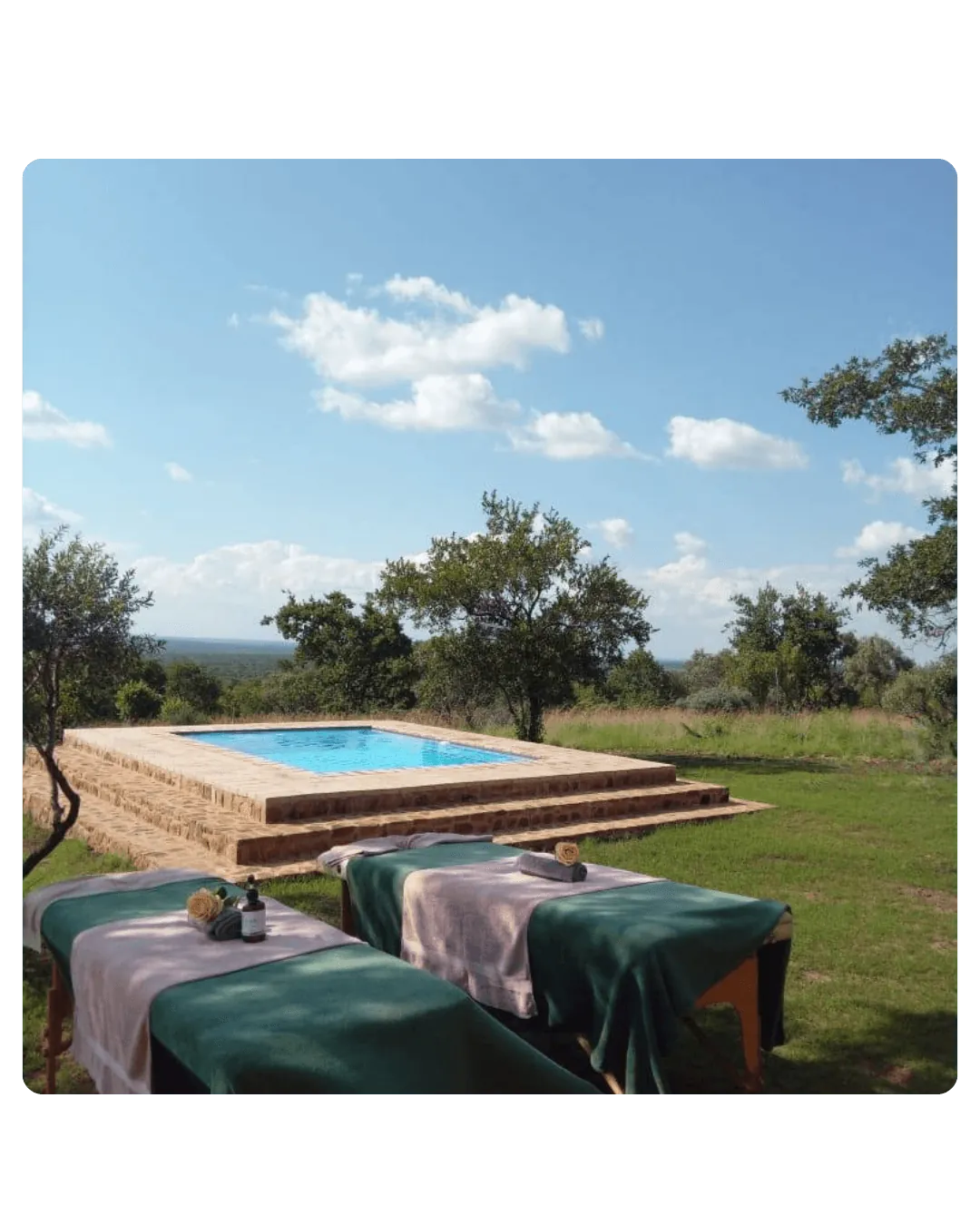 Mobile spa massage near the pool